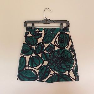 Zara Basic Deep Green Floral Skirt - M